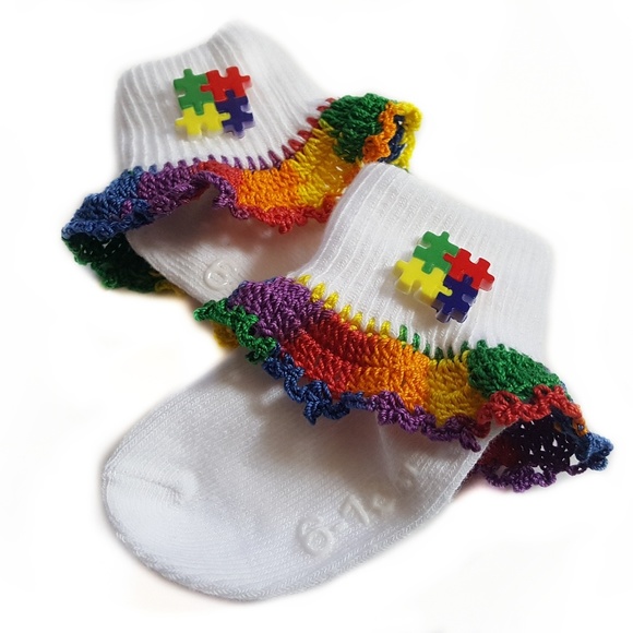 Hand Crafted Other - Autism Awareness Handmade Baby Bobsy Socks 
